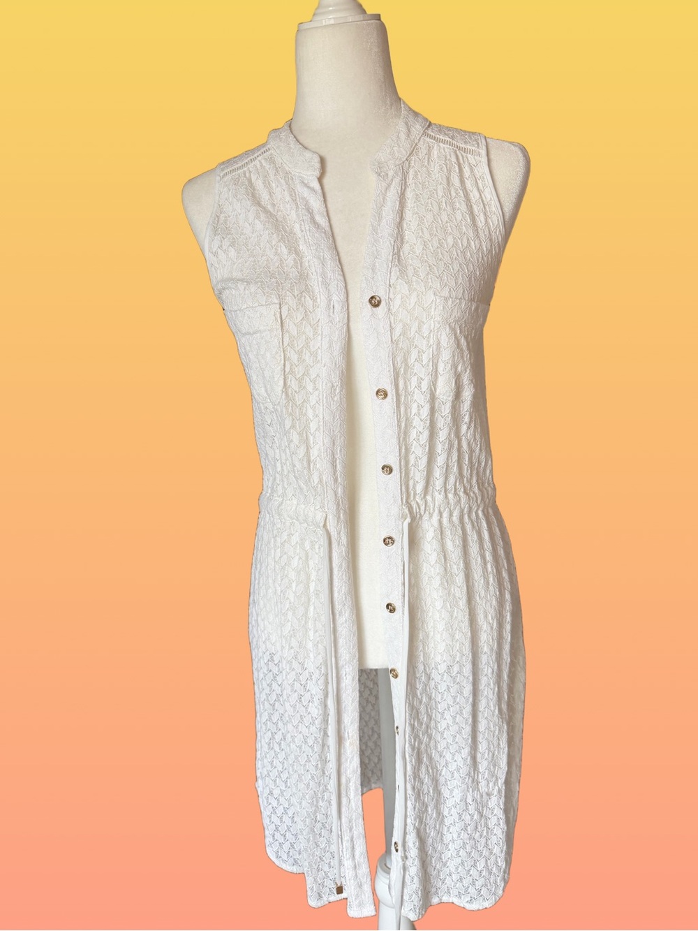 Cloth & People White Pointelle Lace Swim Cover Up Dress - L (Fits like S!)